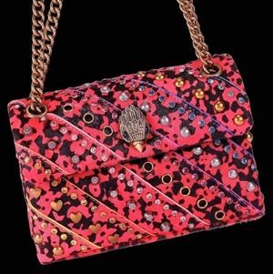 Kurt Geiger Mini Calf Hair Pink Animal Printed With Crystals